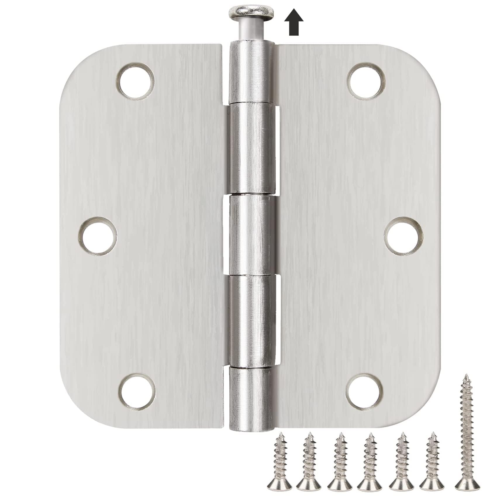 TDCHINGES 3 1/2" Satin/Brushed Nickel Door Hinges 3.5" 5/8" Rounded 30 Pack