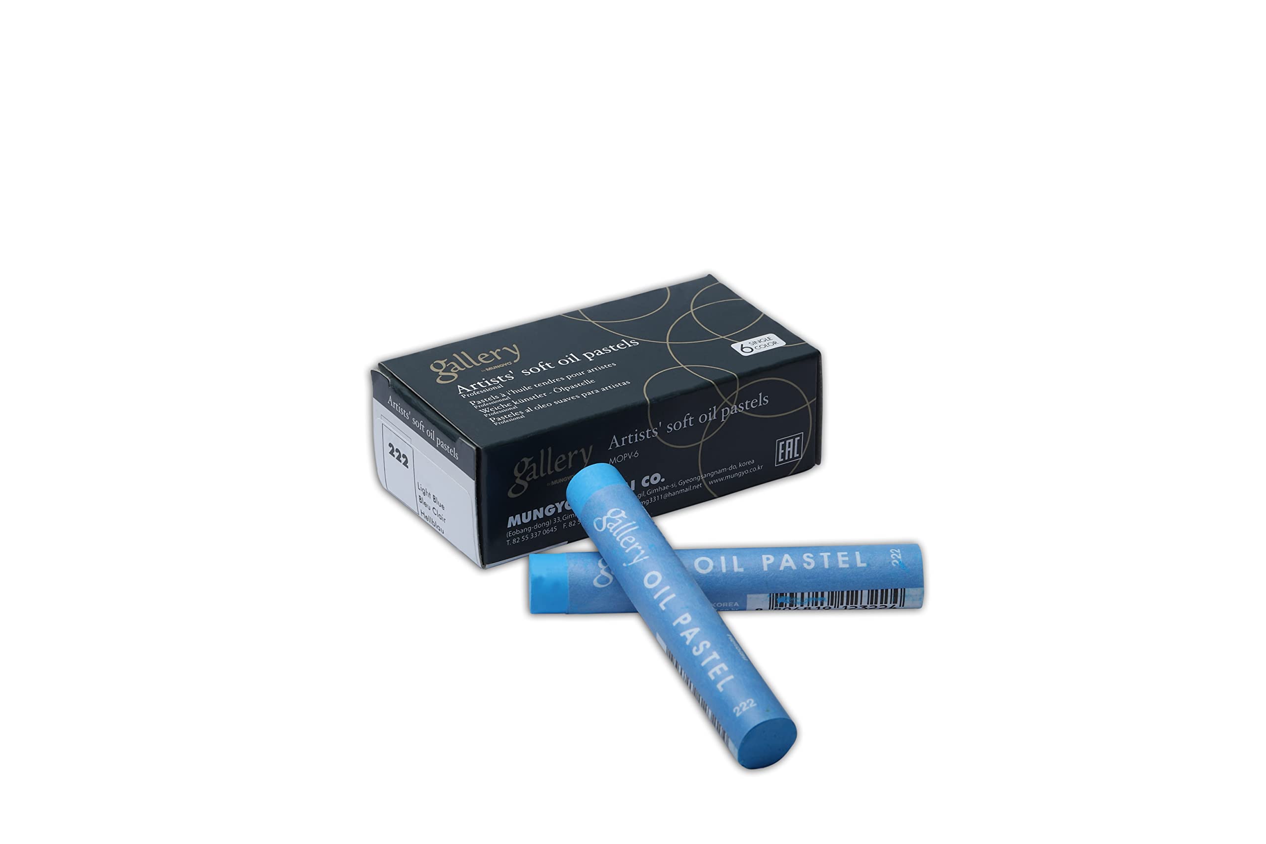 MUNGYO GALLERY SOFT OIL PASTELS SET OF 6 SINGLE COLOR-LIGHT BLUE
