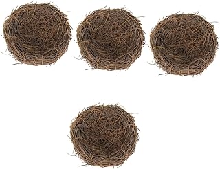 Happyyami 24 pcs Woven Rattan Bird Nest Hummingbird Decor Christmas Tree Ornaments Glass Decor Easter Birds nest Bird nest Ornament Cozy Resting Place Artificial Birds nest Spring Bird nests