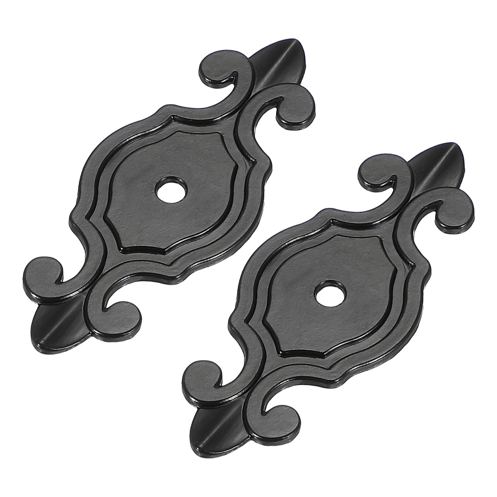 sourcing map 2Pcs Cabinet Handle Backplate, 2-7/8" Zinc Alloy Drawer Knobs Back Plate 5/32" Single Hole, Retro Decorative Vintage Backplate for Wardrobes, Cupboard, Closet, Dresser, Black
