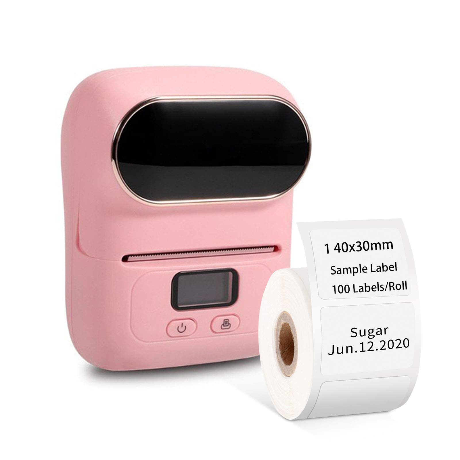 Bluetooth Label Printer- Phomemo M110 Mini Portable Thermal Label Maker for Barcoding, Food, Apparel, Retail, Compatible with Android & iOS System, with a 40×30mm Label Tape, Pink