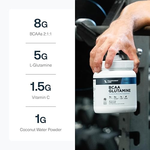 Miniatura 6 de Transparent Labs BCAA Glutamina - 8000 mg de BCAA en polvo con L glutamina para recuperación después del entrenamiento, crecimiento muscular y mayor