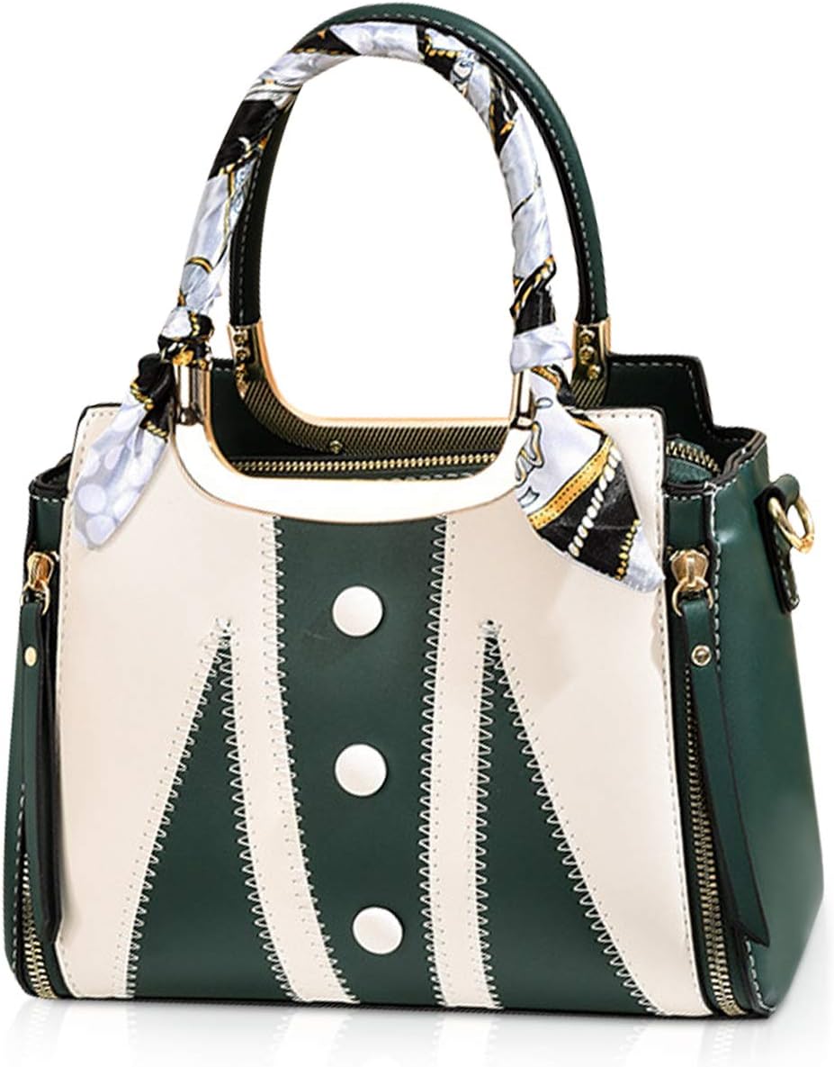 Sac à Main Femme NICOLE & DORIS Élégant Multi-Poches Cuir PU + Foulard Soie - Café, Bandoulière Détachable