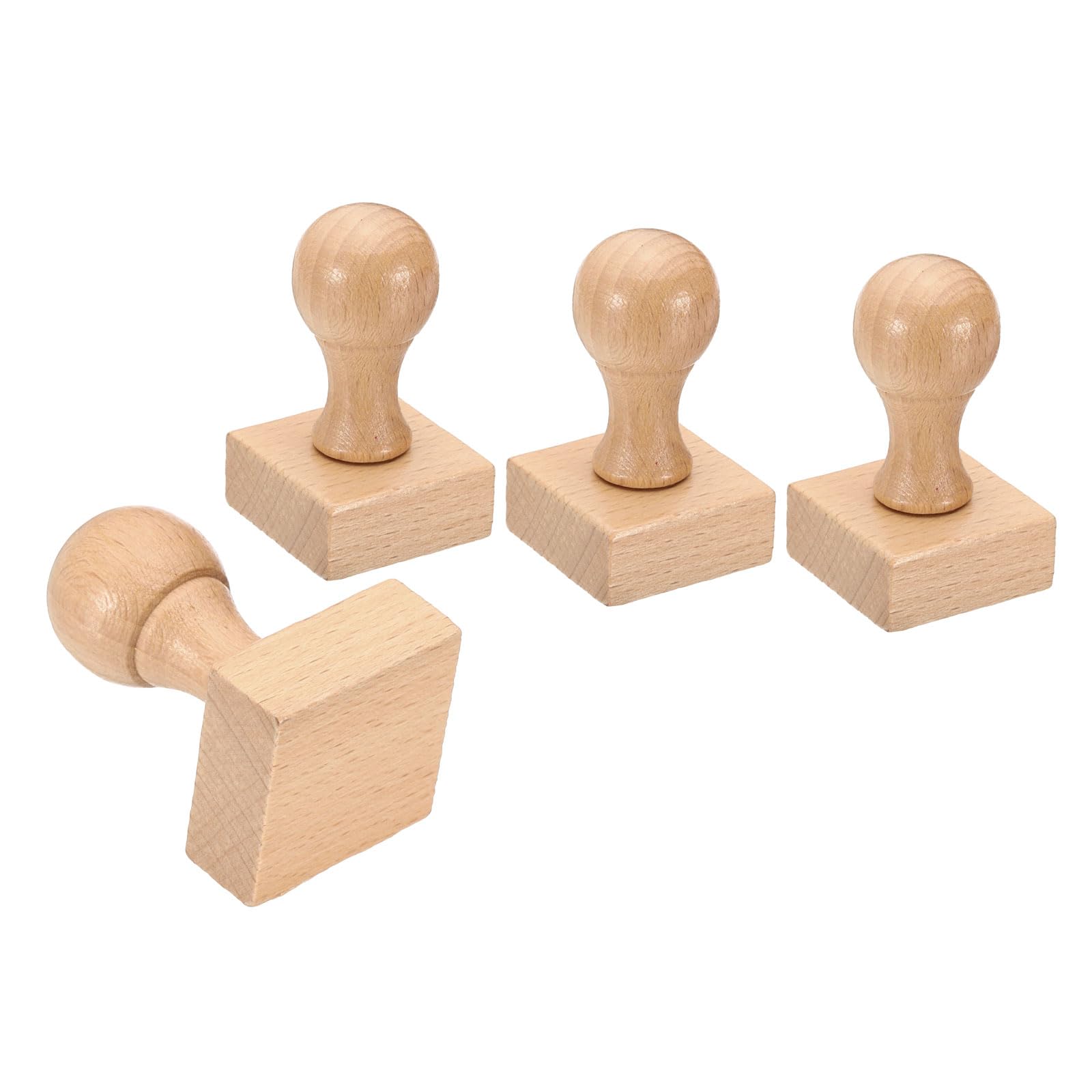 PATIKIL 35mm Square Wooden Stamp Mounts, 4 Pack, Brown, 35 mm