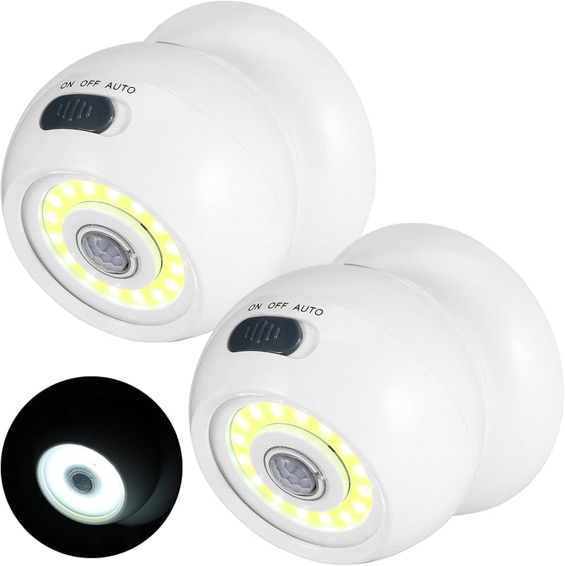 Motion Sensor Outdoor Lights - Outdoor Motion Sensor Light Battery Operated Wireless Spotlight Motion Detector Security Light Auto On Off for Porch Stair Hallway Garage Wall Shed 2 Pack