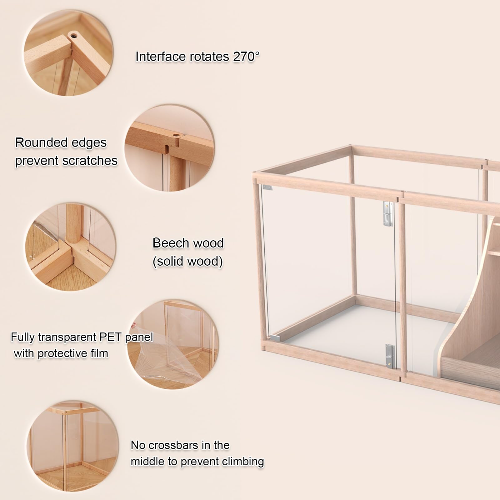 Box per Parto per Cani Cuccioli,Box AntiGraffio e Antiscivolo,Trasparente con Serratura,Recinto plastica recinto Interno modulare cancello Animali Piccoli(B,8pcs)