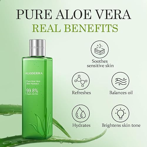 Miniatura 3 de Aloderma Tónico hidratante puro de aloe vera para la cara, hecho con 99.8% de jugo de aloe vera orgánico, tónico de piel para pieles grasas y