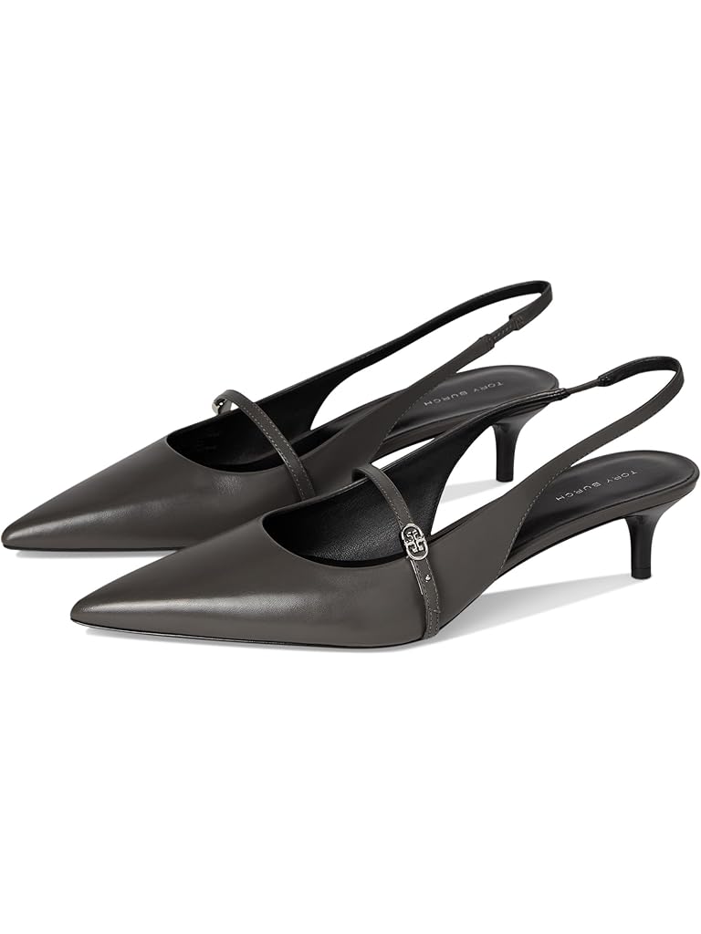 Pewter Tory Burch Double T Buckle Mary Jane Pumps 45mm