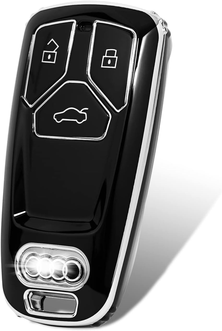 Soft TPU Key Case Cover Compatible with Audi A3 A4 A5 A6 Q5 Q7 TT TTS TT-RS SQ5 SQ7 R8 S5 RS4 RS5 Car Accessories Smart Key Protector Holder(Aftermarket Accessory, Not OEM)