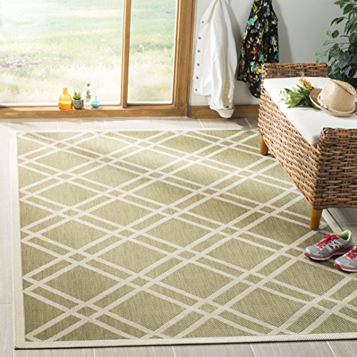 Safavieh Trellis Indoor/Outdoor Woven Accent Area Rug, Courtyard Collection, CY6923, in Green / Beige - Image 2