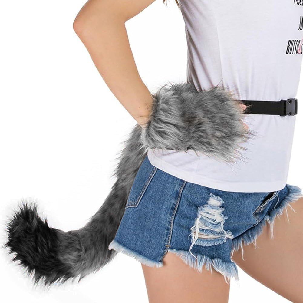Déguisement Fête Thème Déguisement Chat Complet - Masque, Queue Articulée  Et Gants Pour Cosplay Ou Fête Cosplay Animal Peluche, image size:1001x1001