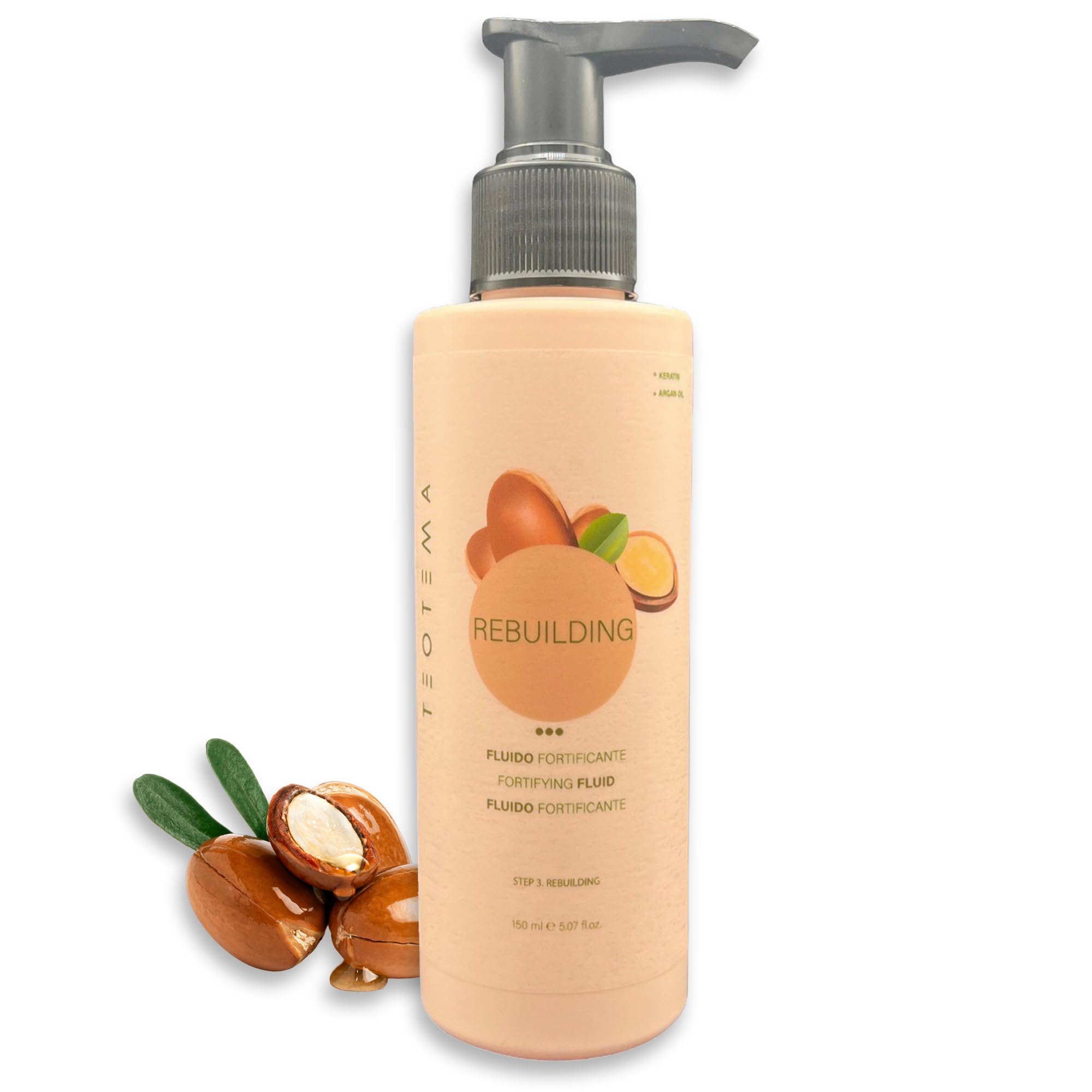 Teotema, Protector Termico para el Pelo, Aceite en Spray de Argan Organico para Cabello Dañado y Seco, Enriquecido en Keratina y Vitamina C- sin Parabenos, Con filtro UV -150 ML
