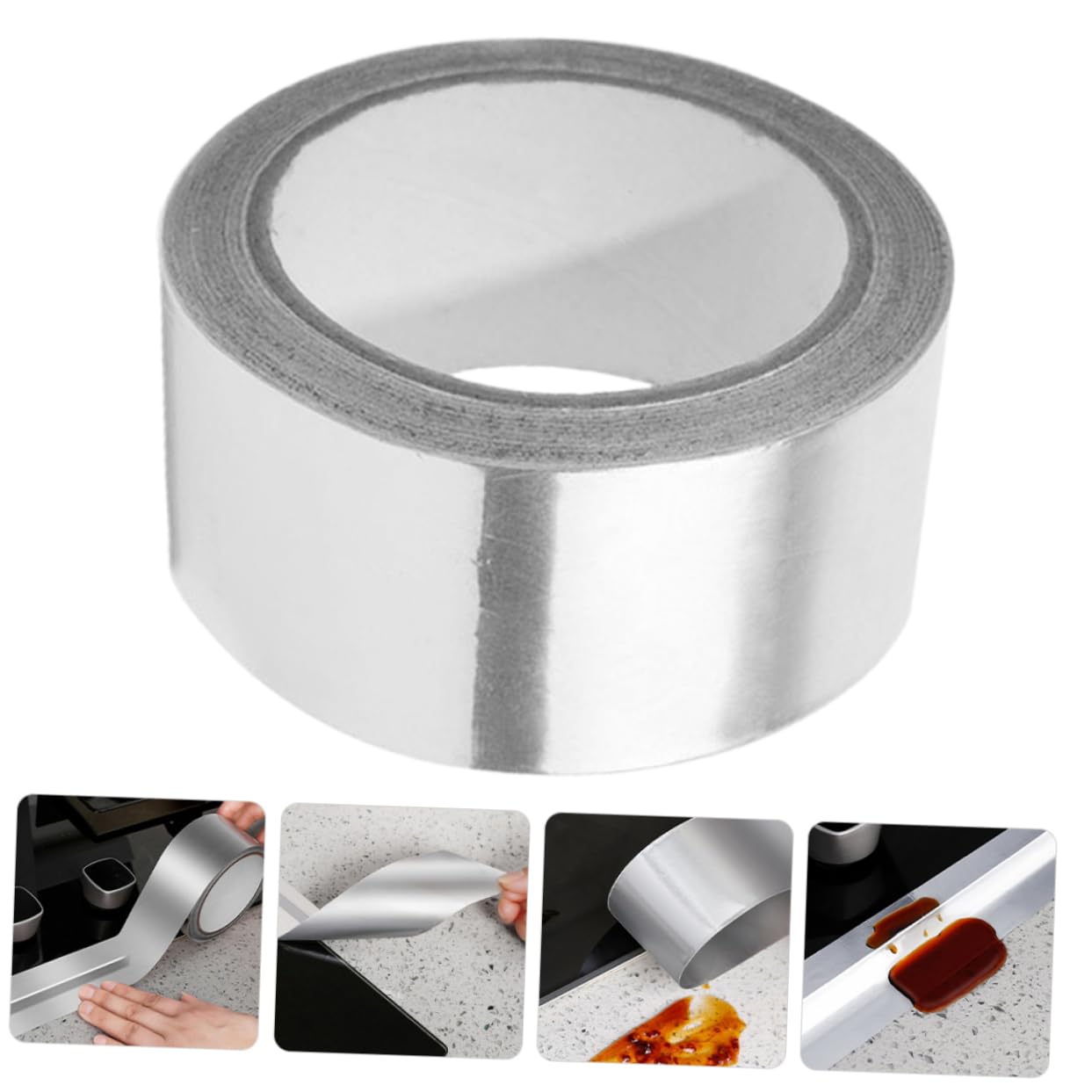 UKCOCO 4rouleaux Ruban Adhésif Aluminium Ruban Aluminium Conducteur Pour Isolation Thermique Et Étanchéité Haute Adhérence Et Protection La Chaleur