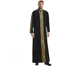 Arab Men Stand Collar Long Sleeves Muslim Male Embroidery Robe