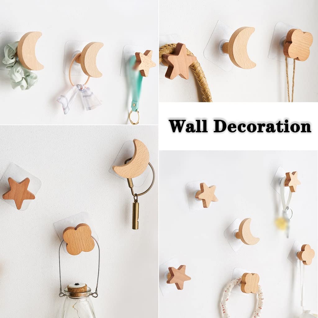 Kids Playroom 6Pcs White Cloud Shape Adhesive Plastic Hooks Hanger