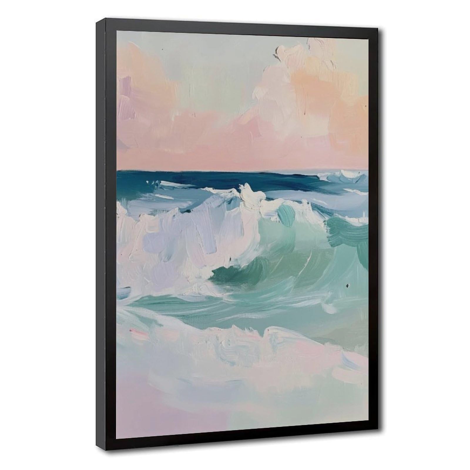 Bareronor Pastel Ocean Waves Poster Canvas Poster Bedroom Decor Landscape Office Room Decor Gift 24" L X 36" W
