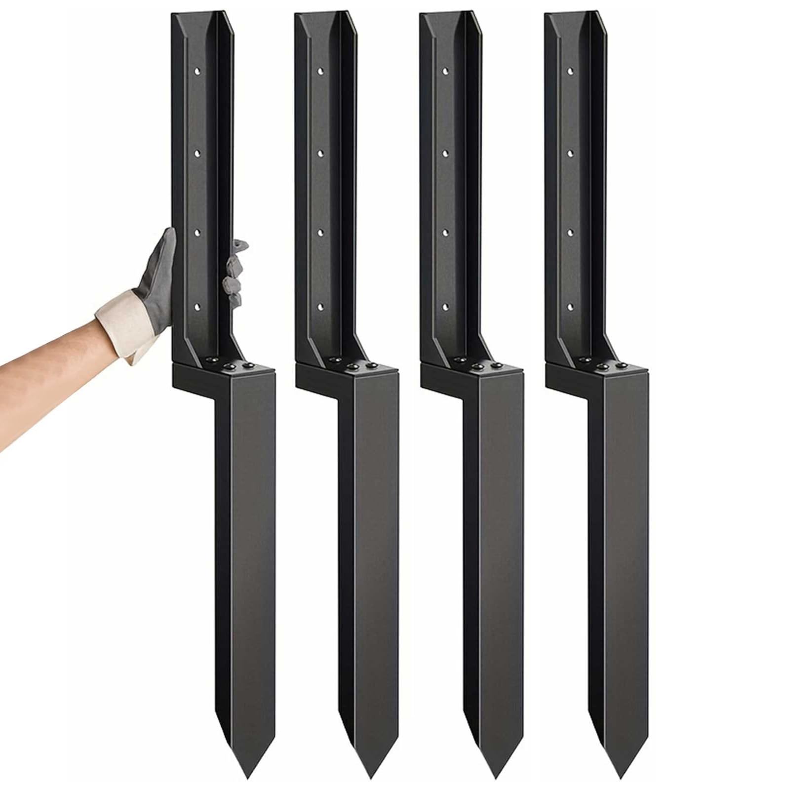 4 Pack Fence Post Anchor Repair Spike Kit,Heavy Duty Metal Fence Post Nails