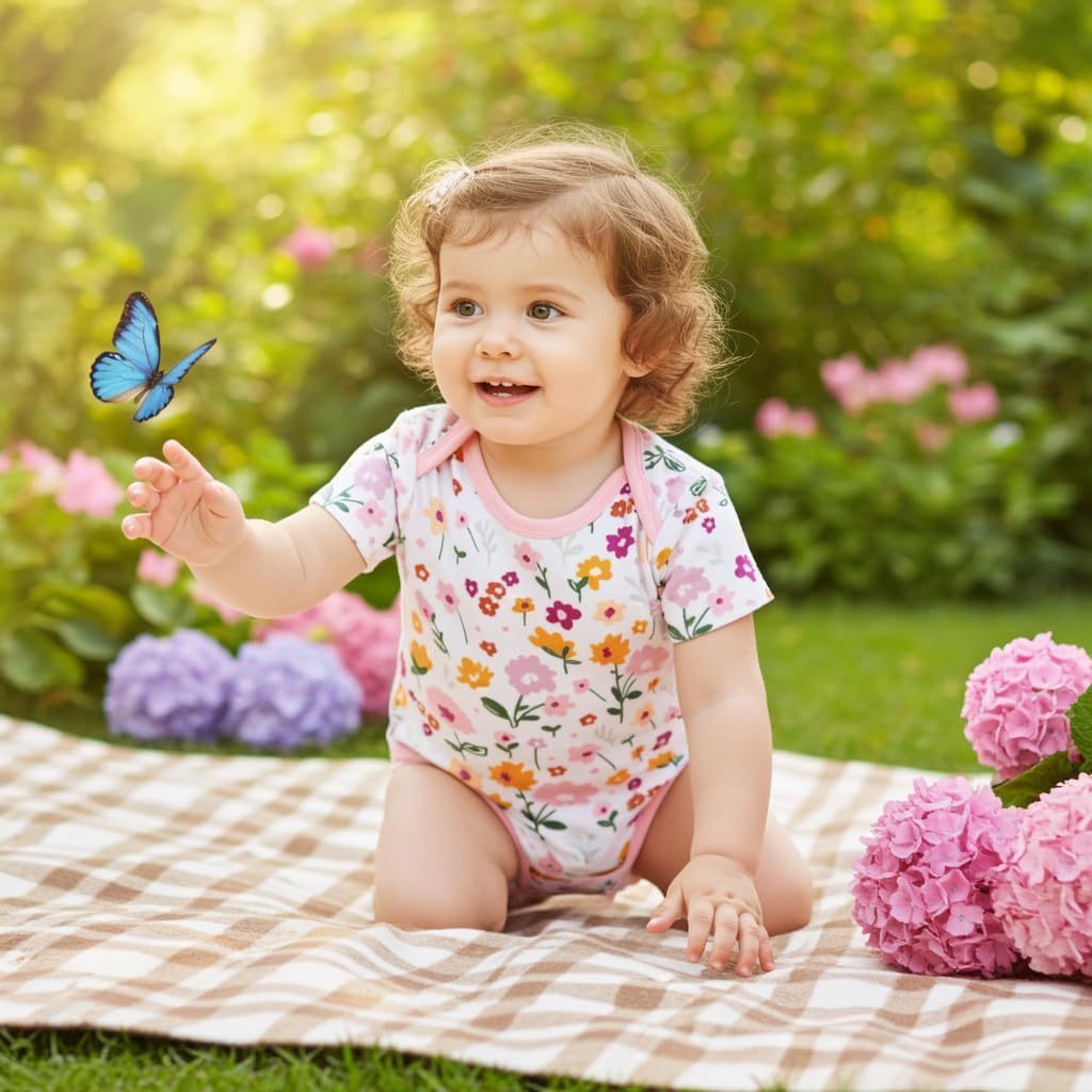 PATPAT Baby Bodysuits Supersoft Bamboo Viscose - Short Sleeve Boys and Girls - Newborn Infant Unisex Clothes Pack - Image 5