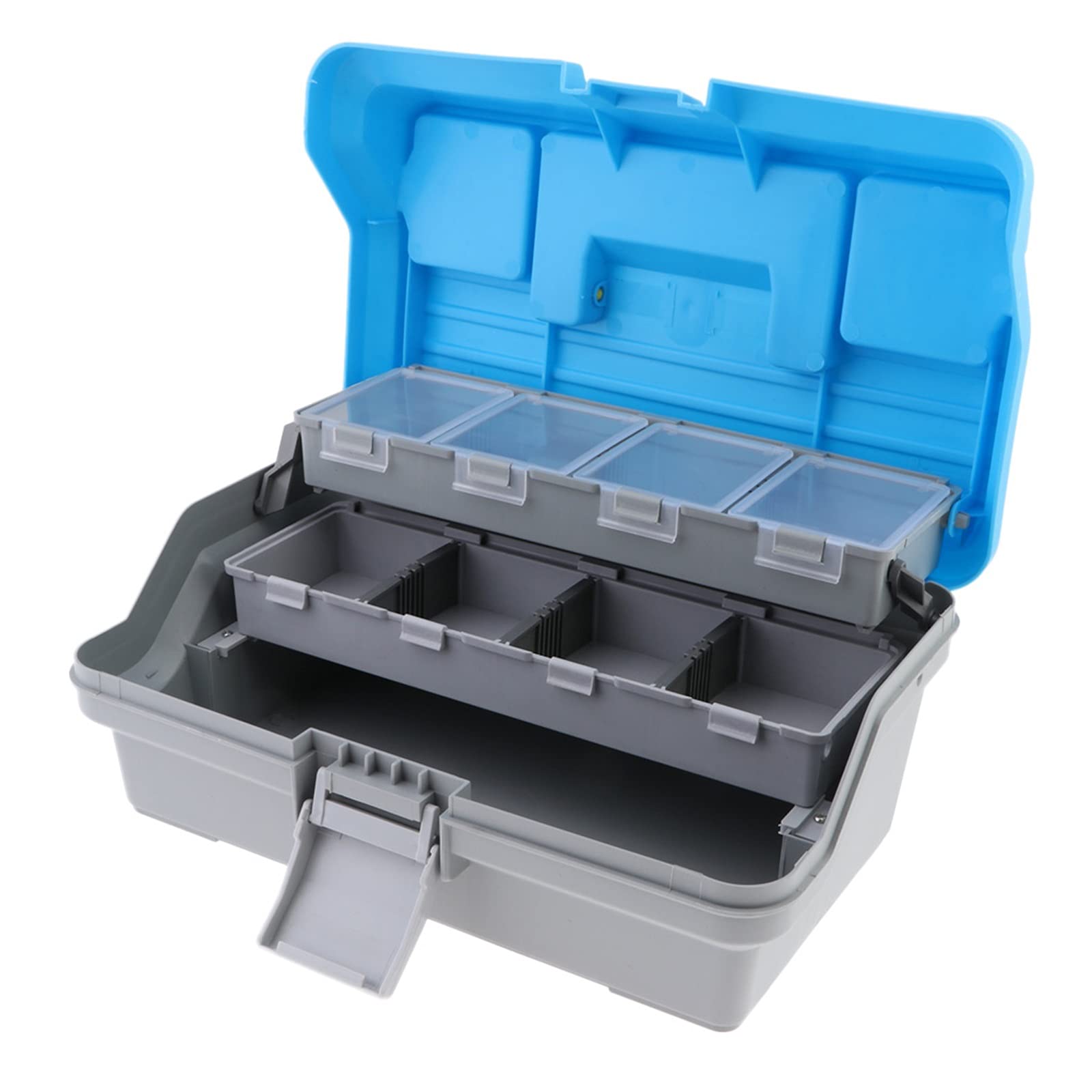 Cassetta Portautensili Cassetta degli attrezzi a 3 strati Organizzatore in plastica dura for attrezzatura da pesca Esche Ganci Riparazione Hardware Chiave Vite Custodia con manico Cassetta Porta Utens