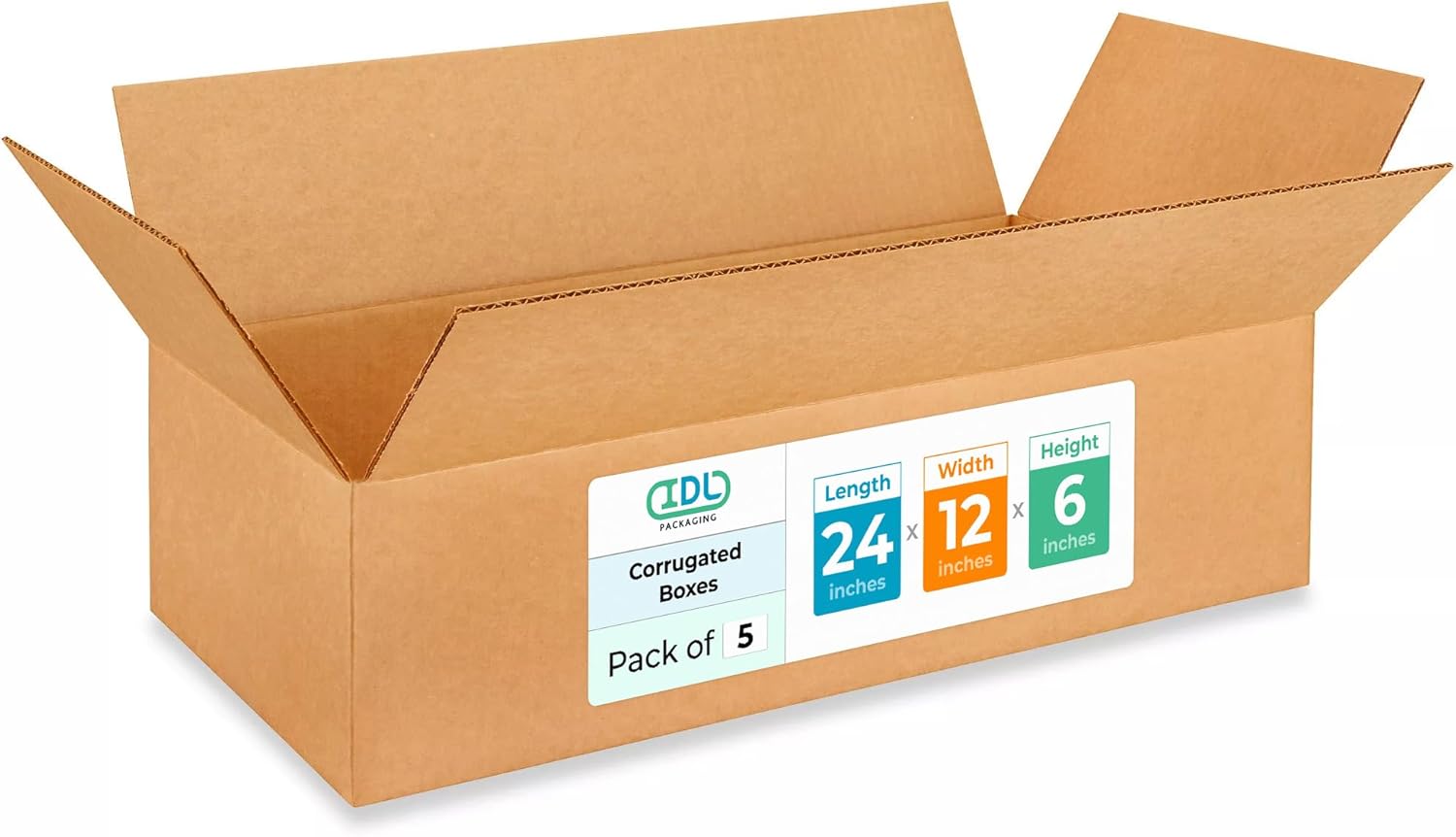 Large Shipping & Moving Boxes 24 x 12 x 6 inches (5-Pack) - Extra Strength 200 lb vs Regular - Corrugated Heavy Duty Moving Boxes - Strong Large Shipping Box - IDL Packagingby IDL Packaging