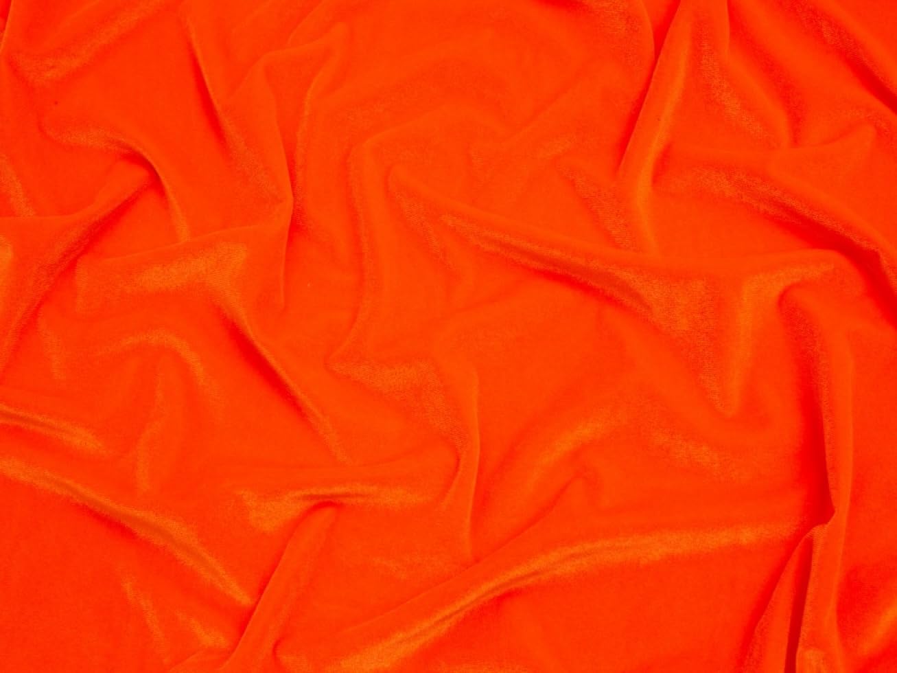 Minerva Neon Orange Core Range Velvet Stretch Knit Apparel & Dress Fabric - Mediumweight & Suitable For Dressmaking - Approx Width: 150Cm / 60" - Sold Per Metre