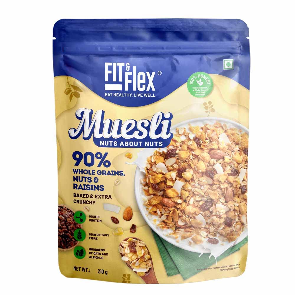 FIT & FLEX Baked And Healthy Rich Cereal Nuts About Nuts Muesli|Oat Rich Cereal With High Protein|Ready To Eat Breakfast Cereal|As Seen On Shark Tank India|210 Gm (Pack Of 1) (B09SGDKBQ5) Amazon Price History, Amazon Price Tracker