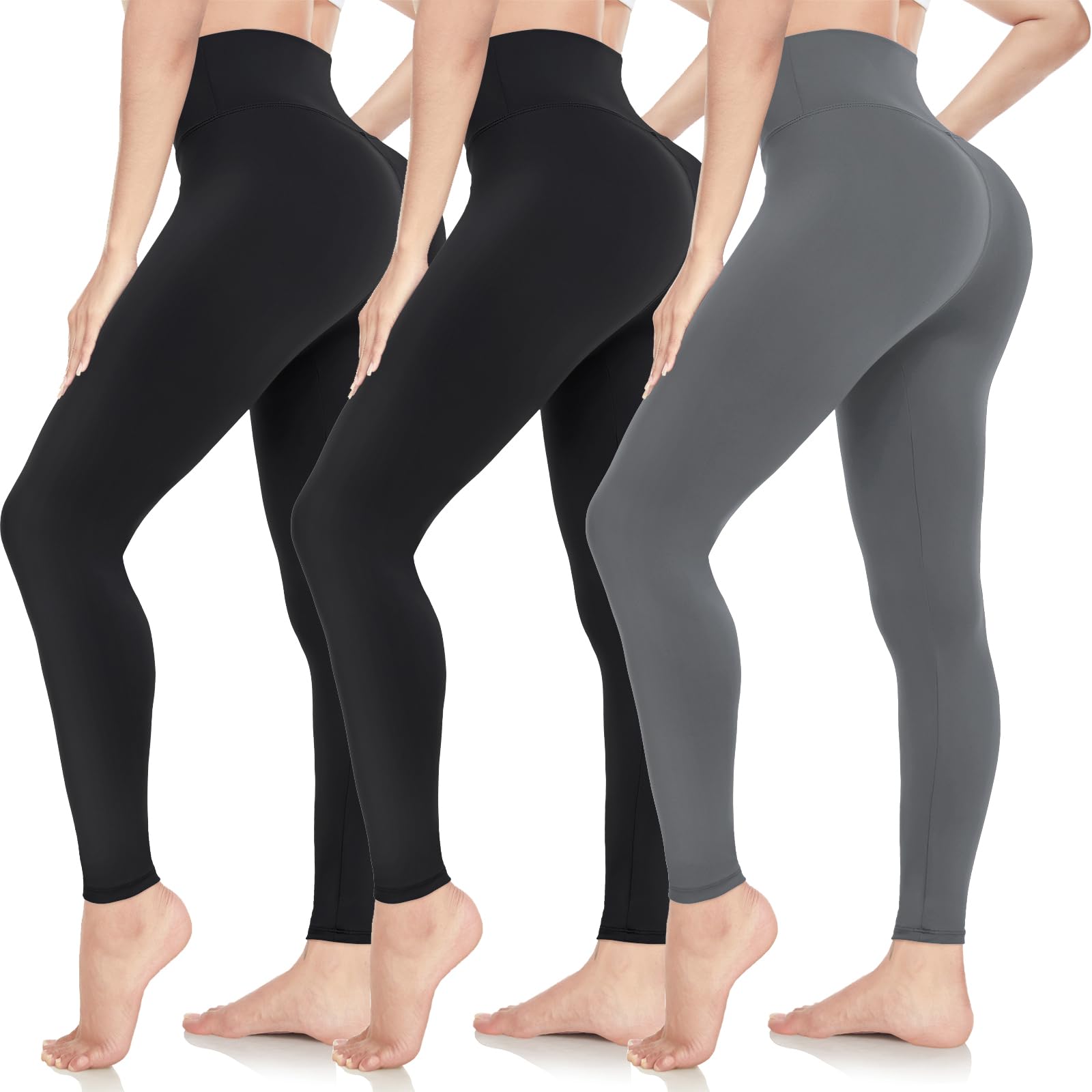ACTINPUT3pcs Black Leggings for Women UK High Waisted Tummy Control Leggings Ladies Gym Sports Workout Fitness Yoga Pants