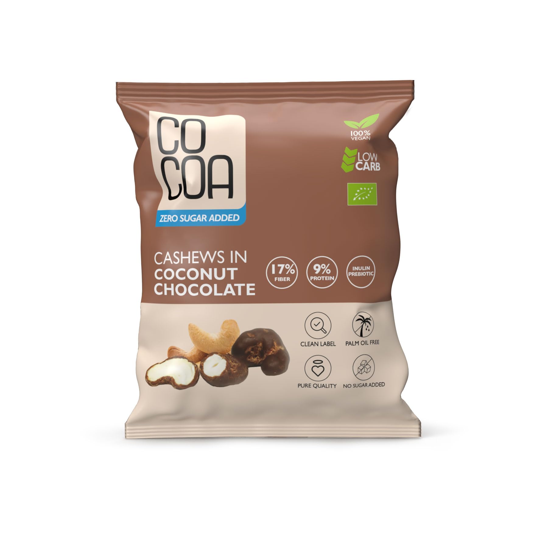 CO COA Noix de Cajou au Chocolat Sans Sucre à la Noix de Coco BIO BOX 7 X 70g - Bonbons Sans Sucre, Adapté Vegan, Sans OGM, Sans Huile de Palme, Enrichi en Magnésium et Zinc, Sans Lactose