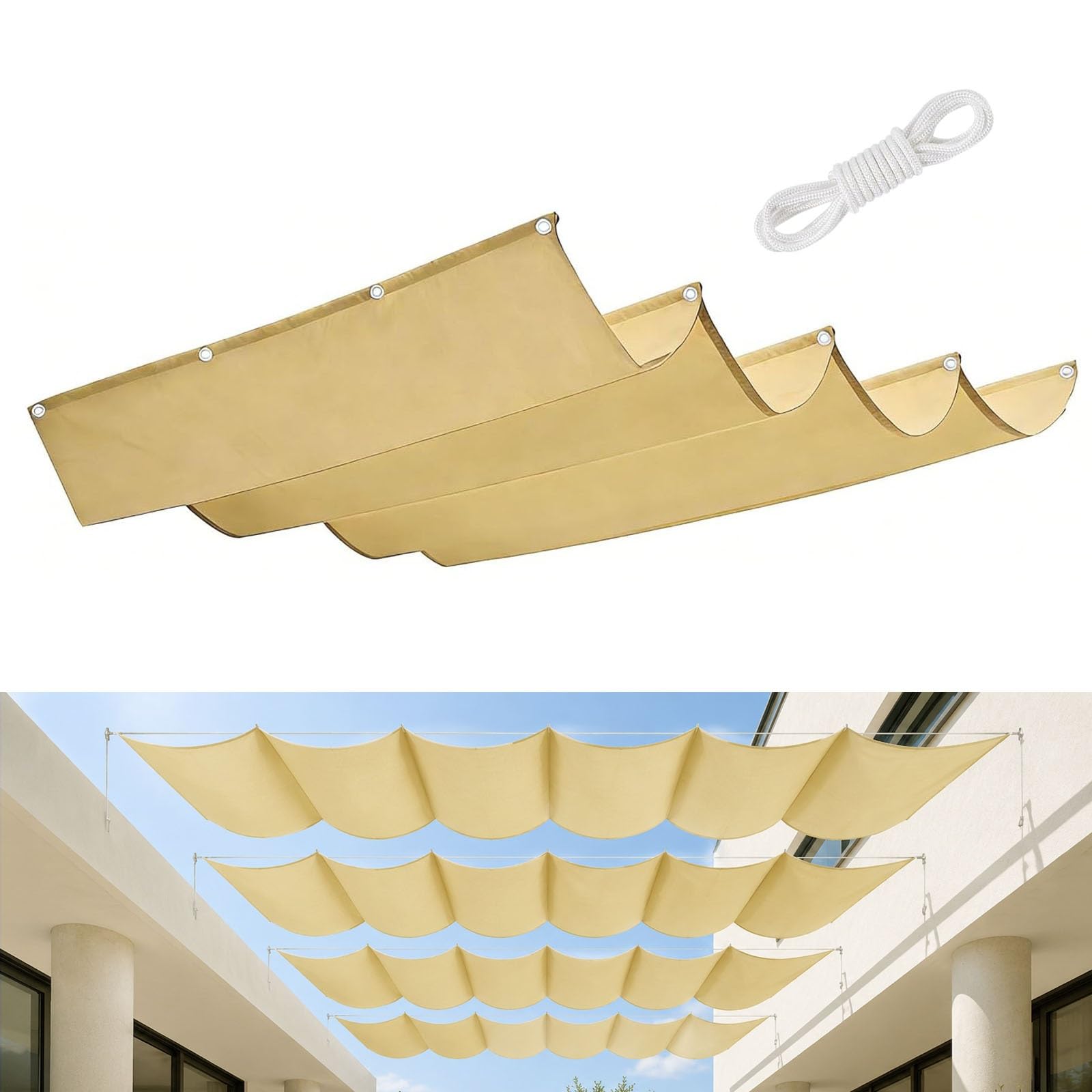 Filet ombrage anti-UV rectangulaire 250x700 cm pour protéger du soleil et du vent