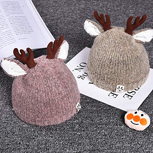 Queena Cute Reindeer Baby Beanie Warm Hat Knit Skull Beanie Cap Photo Prop for Toddler Girls Boys3