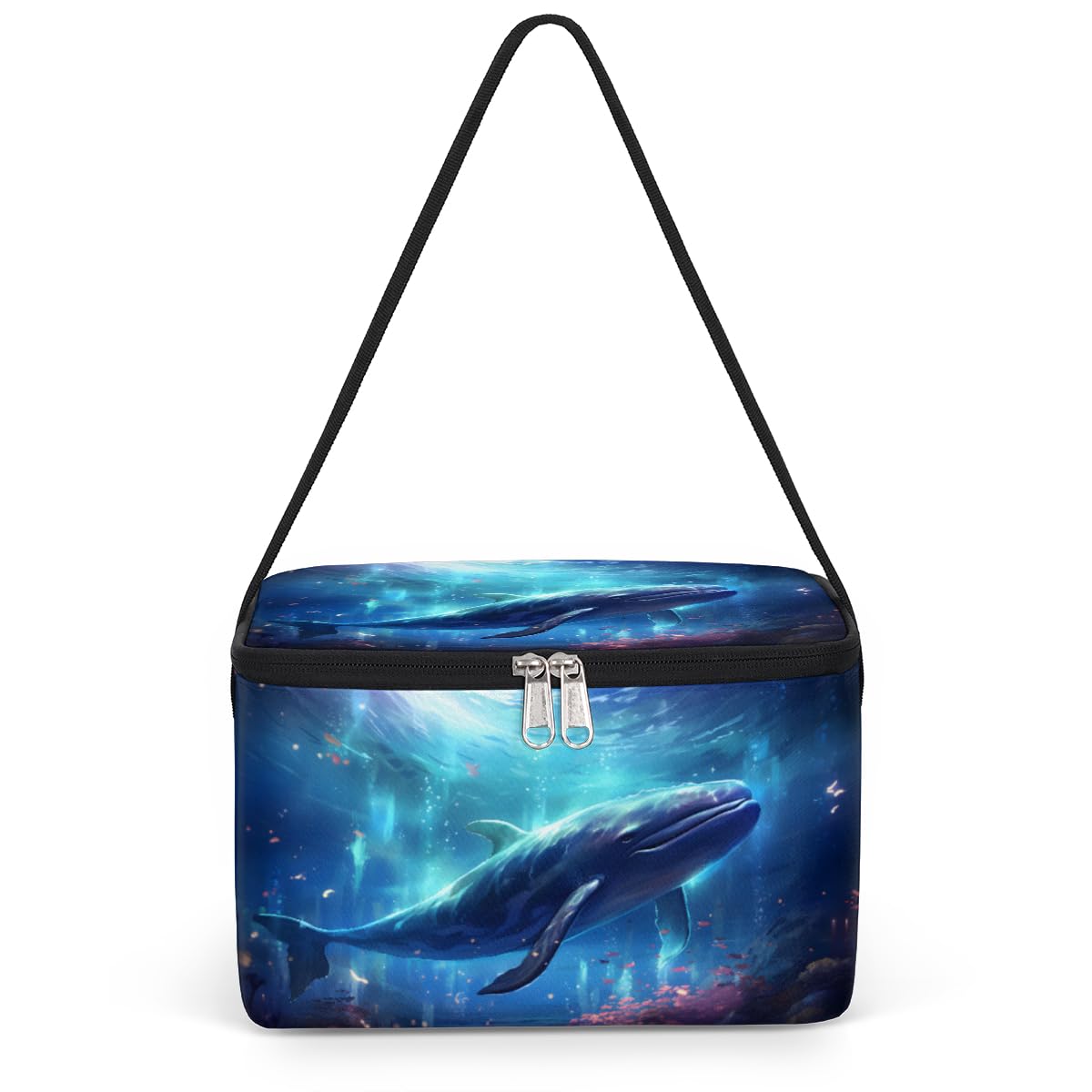 GzLeyigou Whale Lunch Bags for Women Men 9 Cans, Hot & Cold Food Delivery Bag Insulated Grocery Bag Insulated Lunch Box Under the Sea Whale Cooler Bag for Office Work Picnic Beach