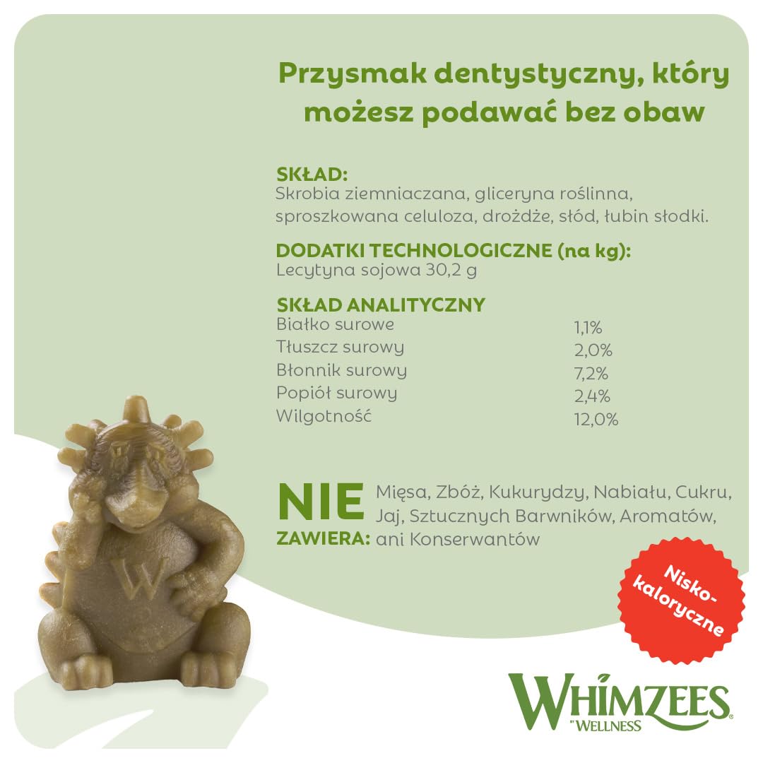 WHIMZEES Jeżyk L, 6 Sztuk – Rozmiar L, Gryzaki Dentystyczne dla Dużych Psów, Naturalne, Bezzbożowe, Bez Dodatku Cukru