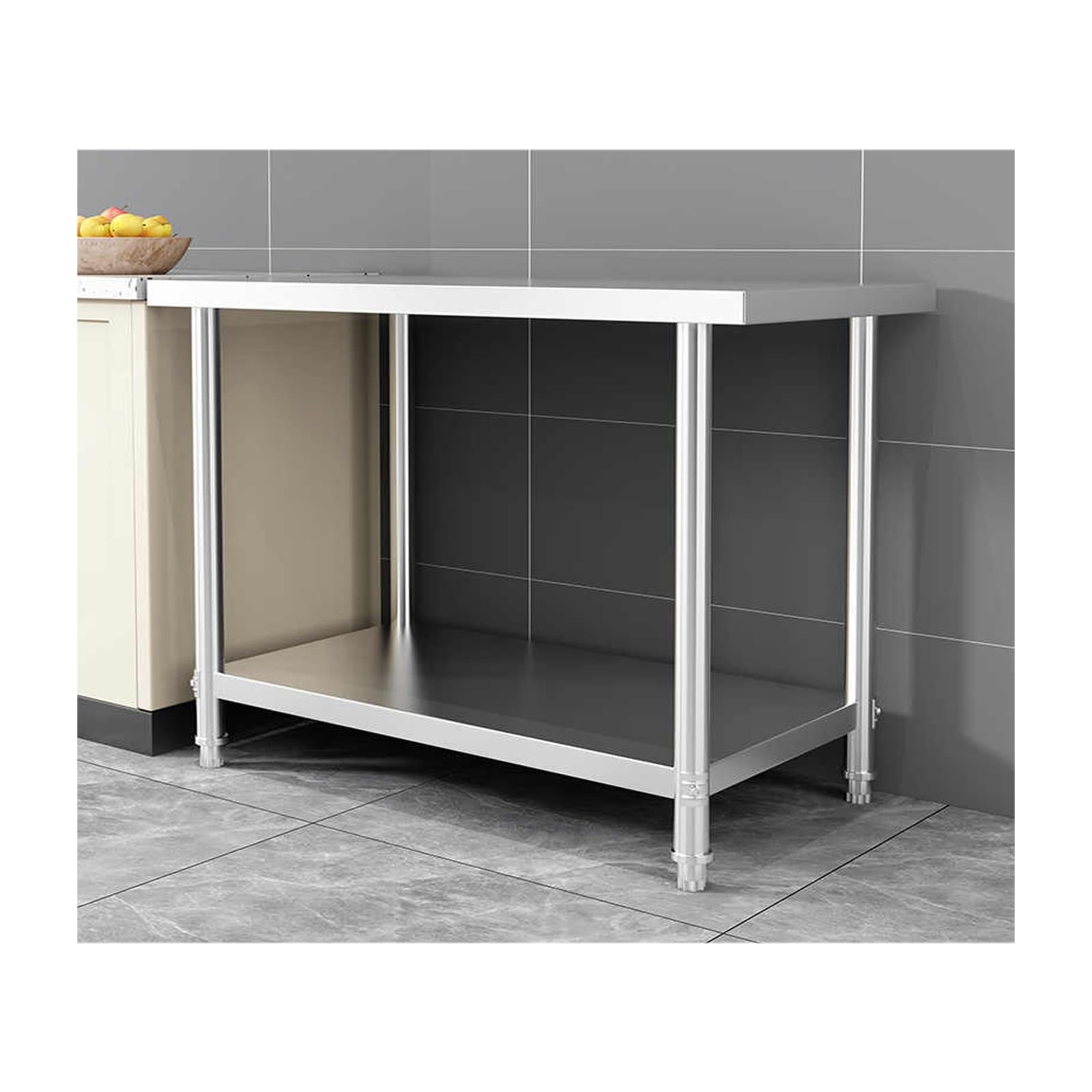 kitchen prep table, Stainless Food Prep Table，Easy To Clean, Easy To Install, Strong Load-bearing Capacity(130 * 60 * 80cm/51.1 * 23.6 * 31.5in)
