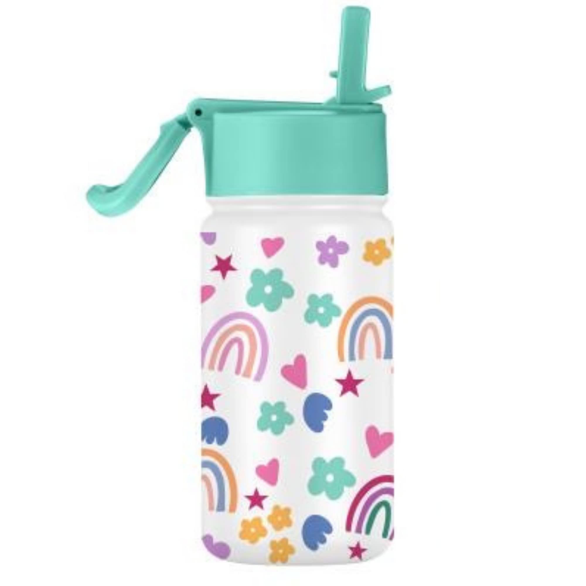 SOLARA Amazi Kids Insulated Water Bottle for Kids 450ml, Kids Water Bottle, Sipper Bottle for Kids, Thermosteel Kids Bottles, Stainless Steel Water Bottles for Kids, Straw Bottle for Kids, Rainbow
