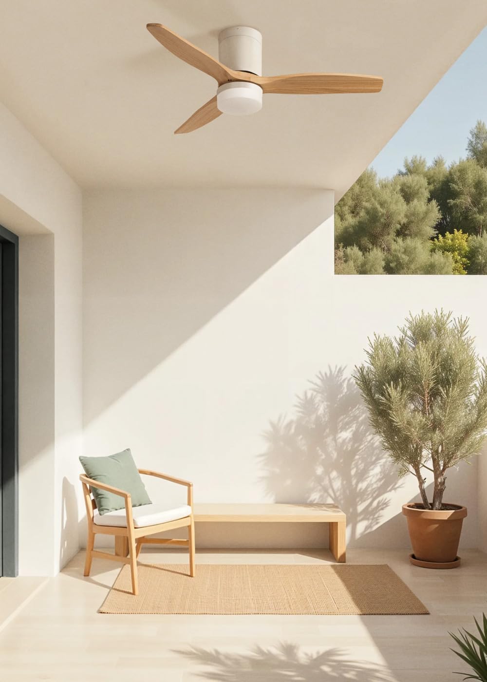 CREATE / WINDCALM S/Ventilador de techo ABS con luz blanco aspas efecto madera clara con mando / 40W, Silencioso, Ø112 cm, 6 velocidades, 3 temperaturas de luz, temporizador, función verano-invierno — view 3