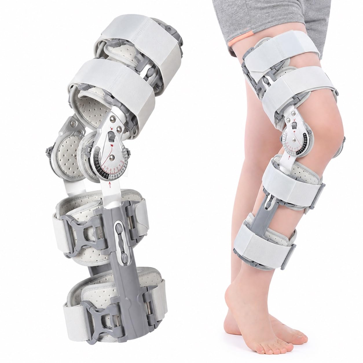 Genouillère de décharge ajustable pour hommes et femmes, genouillère articulée, immobilisatrice de genou pour les lésions du LCA, du LLI, du LCP, du ménisque, l'arthrite, le soulagement des doule