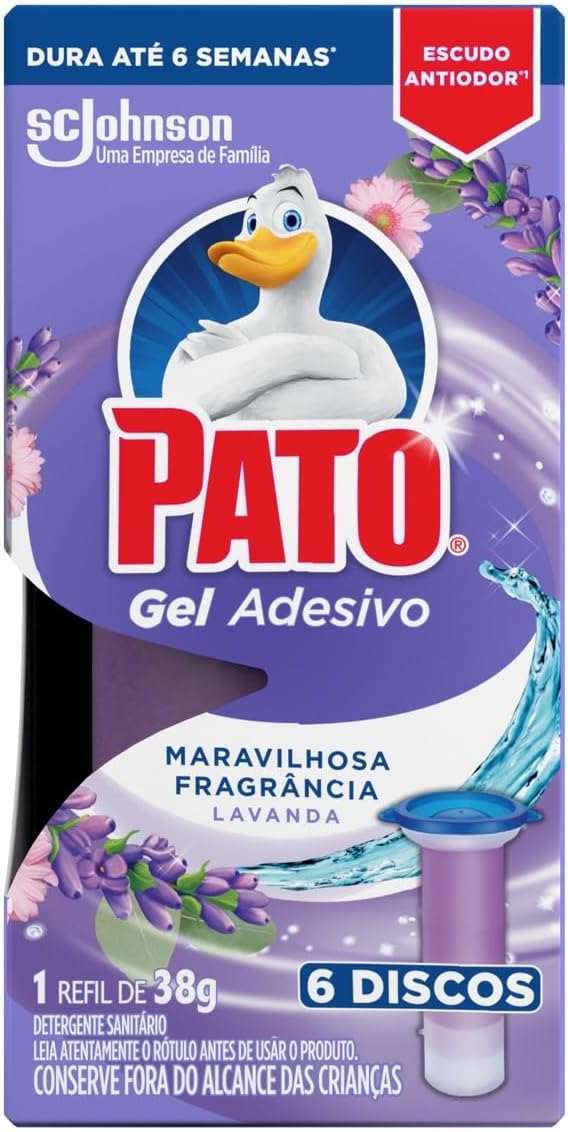 Pato Desodorizador Sanitário Gel Adesivo 1 Refil Lavanda, Limpeza Banheiro, 6 Discos Menor preço em Pato Desodorizador Sanitário Gel Adesivo 1 Refil Lavanda, Limpeza Banheiro, 6 Discos