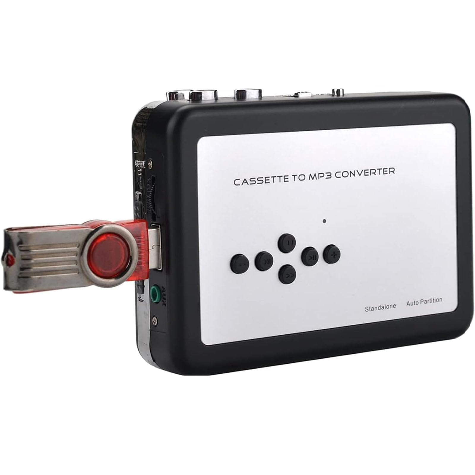 Lecteur De Cassettes Audio, Convertisseur USB Cassette vers Mp3 avec Inversion Automatique, Prise Casque Et Fonction De Lecture, Conversion Numérique en Un Clic sur Clé USB pour La Sauvegarde De