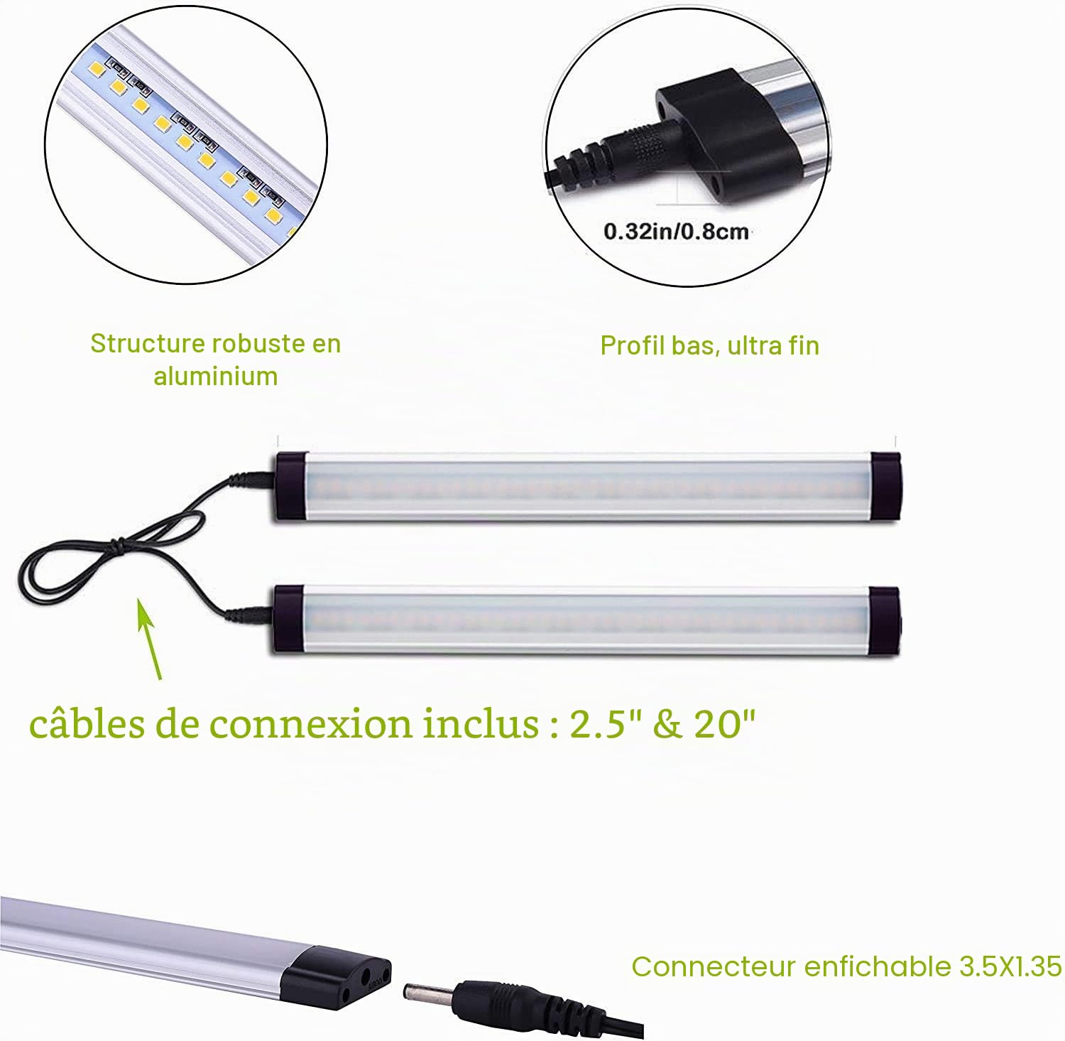 AIBOO Gradable Lot De 6 Barre LED Avec Interrupteur, Cuisine Sous Armoire Lumière, Lampes de Bar de Cuisine avec Gradateur à Cadran pour Comptoir,Garde-robe,Éclairage de Placard (Blanche Froide6000K)