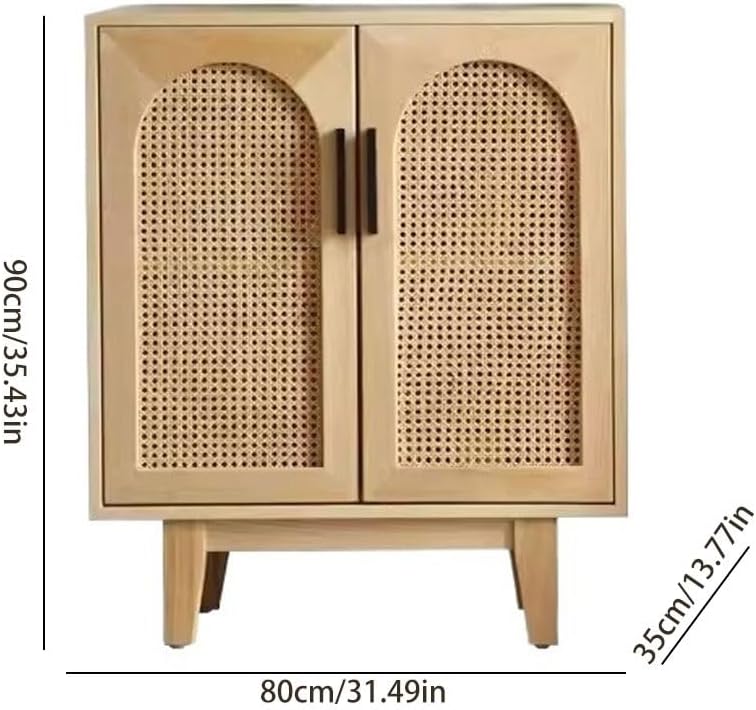 Buffet Cabinet Simple Solid Wood Rattan Dining Sideboard Nordic Home Living Room Kitchen Storage Locker Buffet Cabinet with Storage