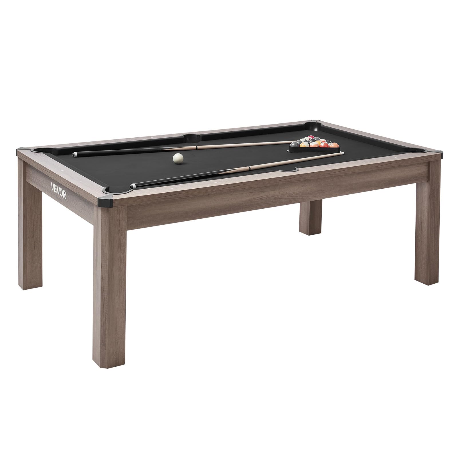 VEVOR 214 cm Billardtisch 3 in 1 Tischspiele mit Essplatte Tischtennisplatte, 137 kg belastbar, Queue-Ständer Kreidebürste