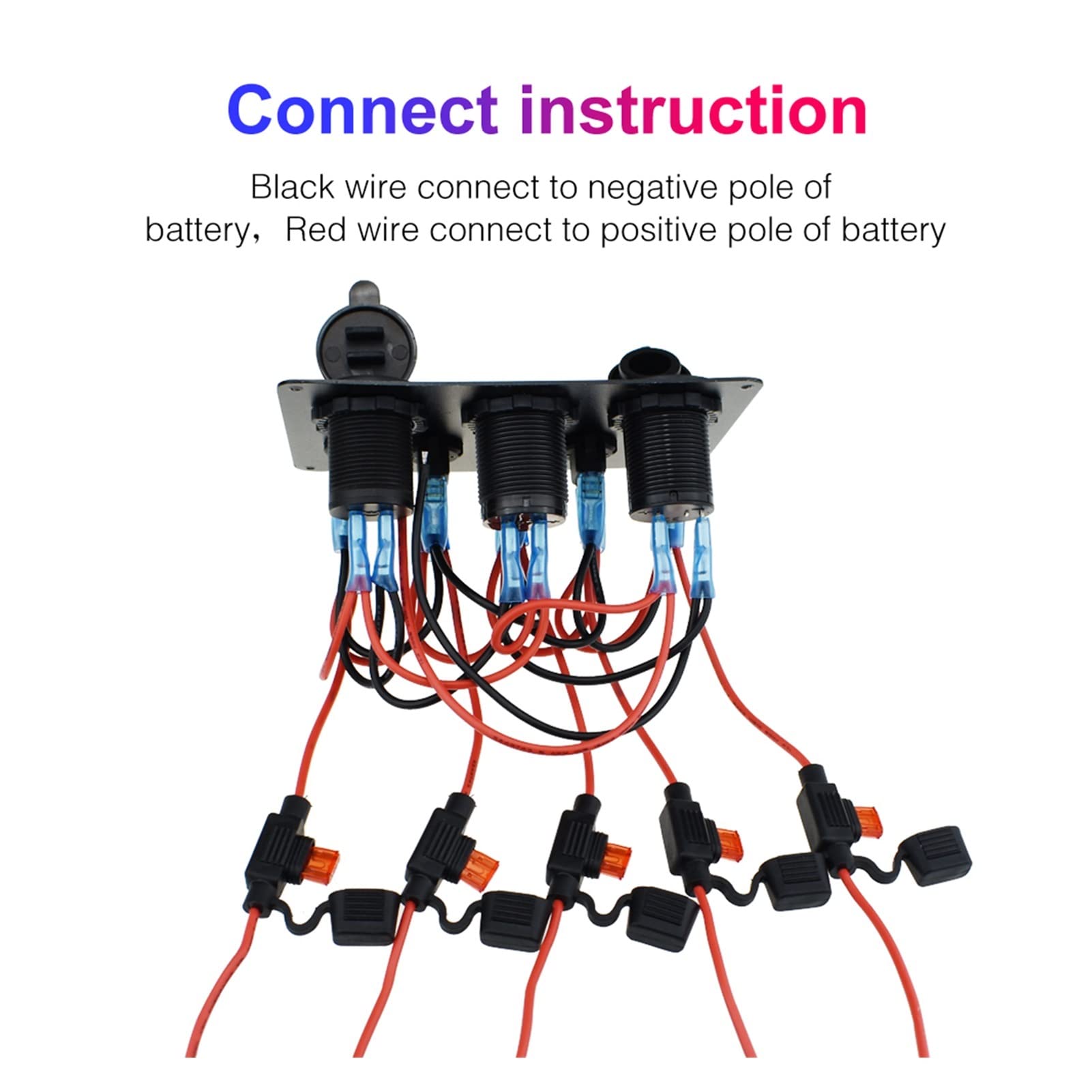INEOUT Barca marina for auto da 5 Gang 12V GUIDATO Voltmetro digitale del circuito impermeabile del pannello dell'interruttore del rocker Dual USB Adattatori for caricabatterie da auto portuali (Colo