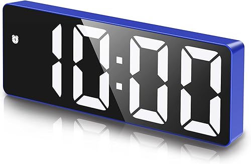 Reloj despertador digital, reloj LED para dormitorio, reloj electrónico de escritorio con pantalla de temperatura, brillo ajustable, control de voz,