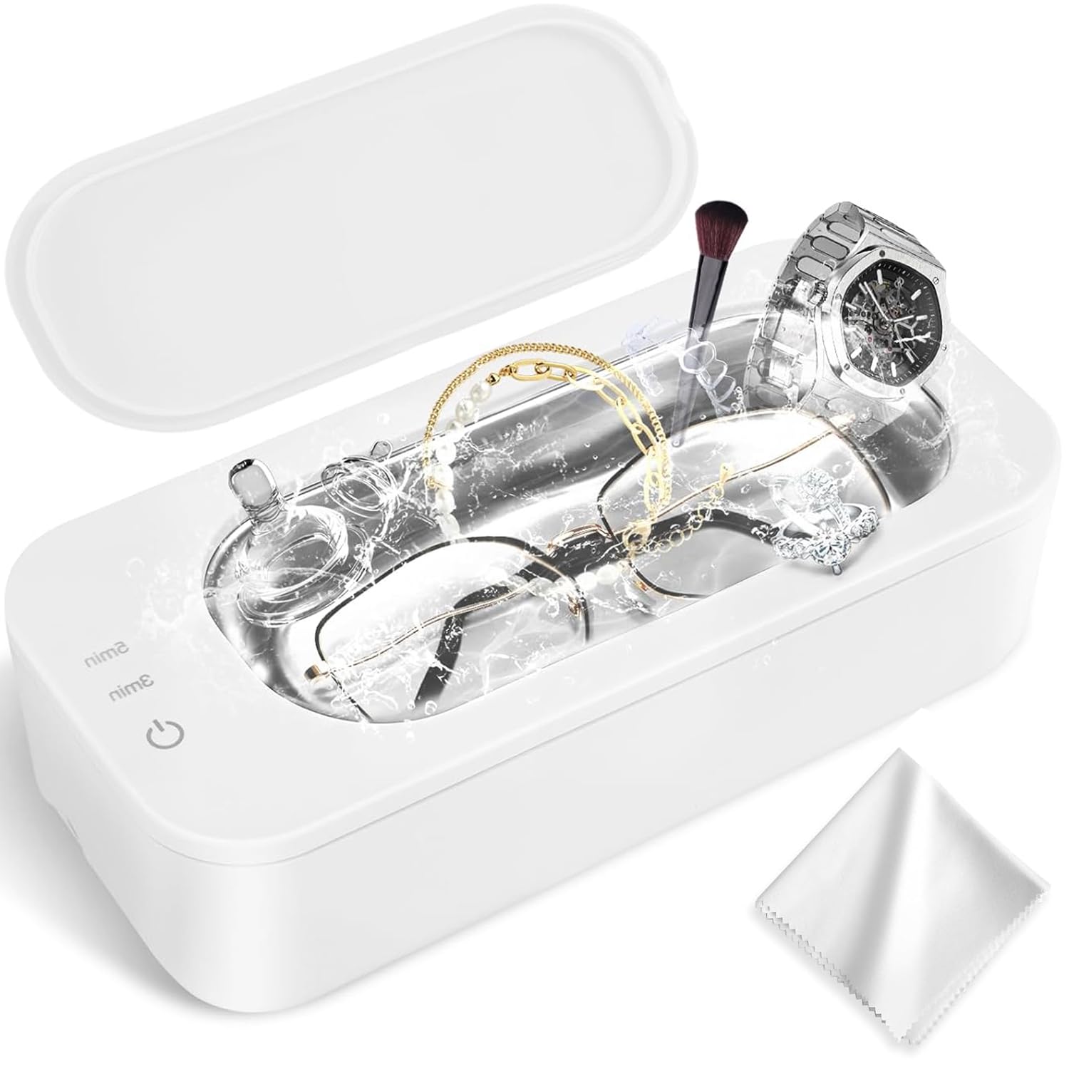 UCAMP Limpiador Ultrasonidos,47 kHz Ultrasonidos Limpieza,350ML,360° Limpieza Profunda,Limpiador Ultrasónico Adecuado para Limpieza de Gafas,Joyería,Limpieza de Relojes