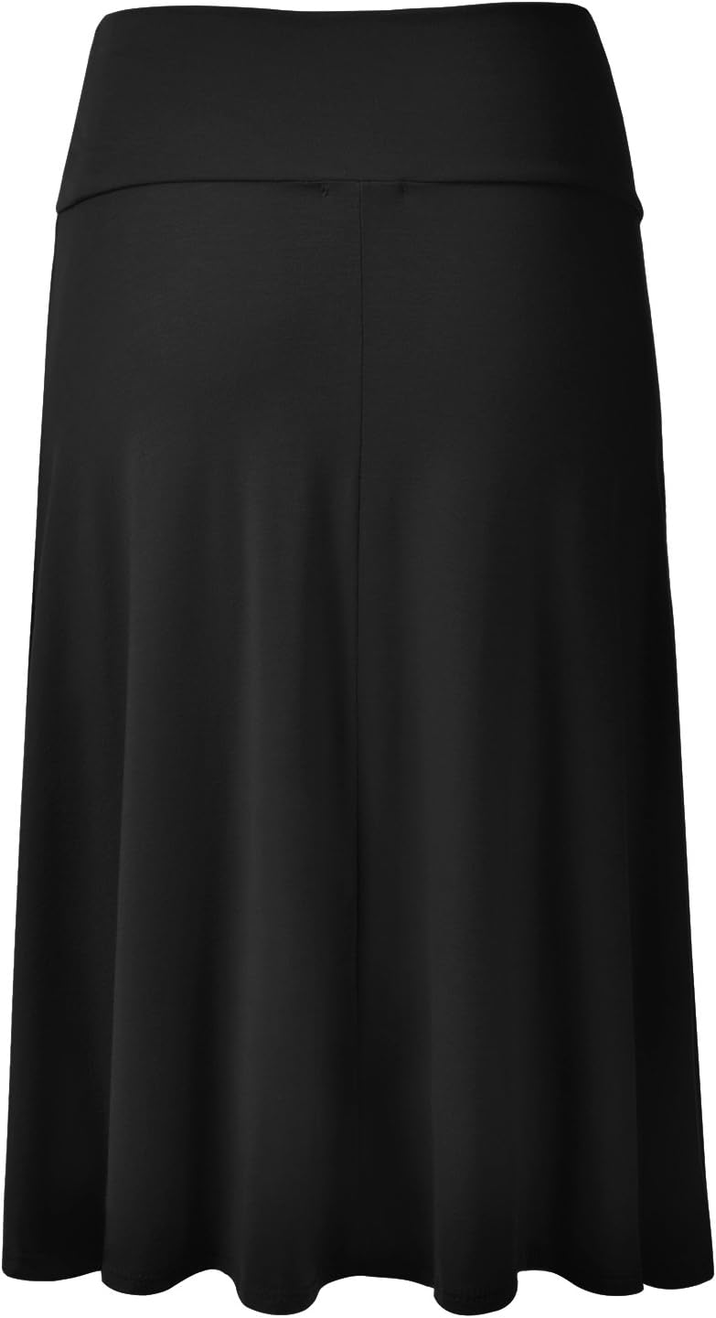 EIMIN Women's Solid Flared Lightweight Elastic Waist Classic Midi Skirt (S-3XL) - Image 3