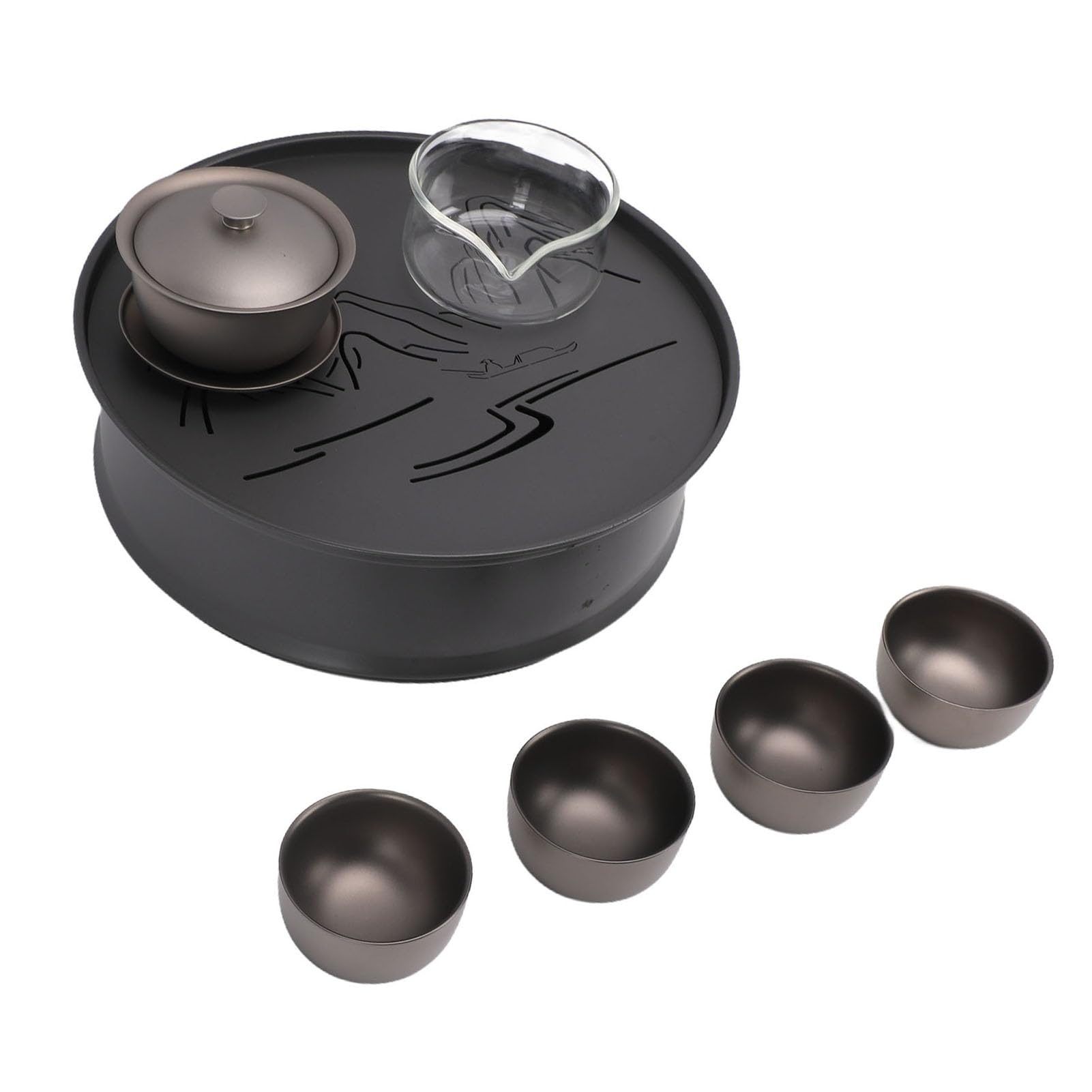 Przenośny Zestaw do Herbaty Czysty Ti i Szkło Zestaw do Herbaty Kempingowej 3 L Taca na herbatę 200 Ml Gaiwan 180 Ml Fairness Cup 4 Filiżanki na Piknik świeżym Powietrzu Parzenie Kung Fu