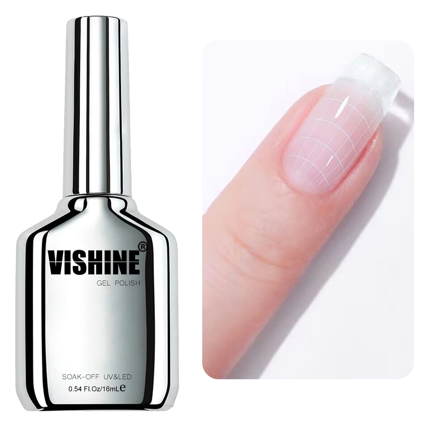 Vishine Builder Nail Gel, 16ml Clear Gel Builder for Nails, Hard Gel Builder Nail Strengthener Construction Gel Base Gel False Nail Tips Glue Gel in a Bottle Salon Nail Art DIY