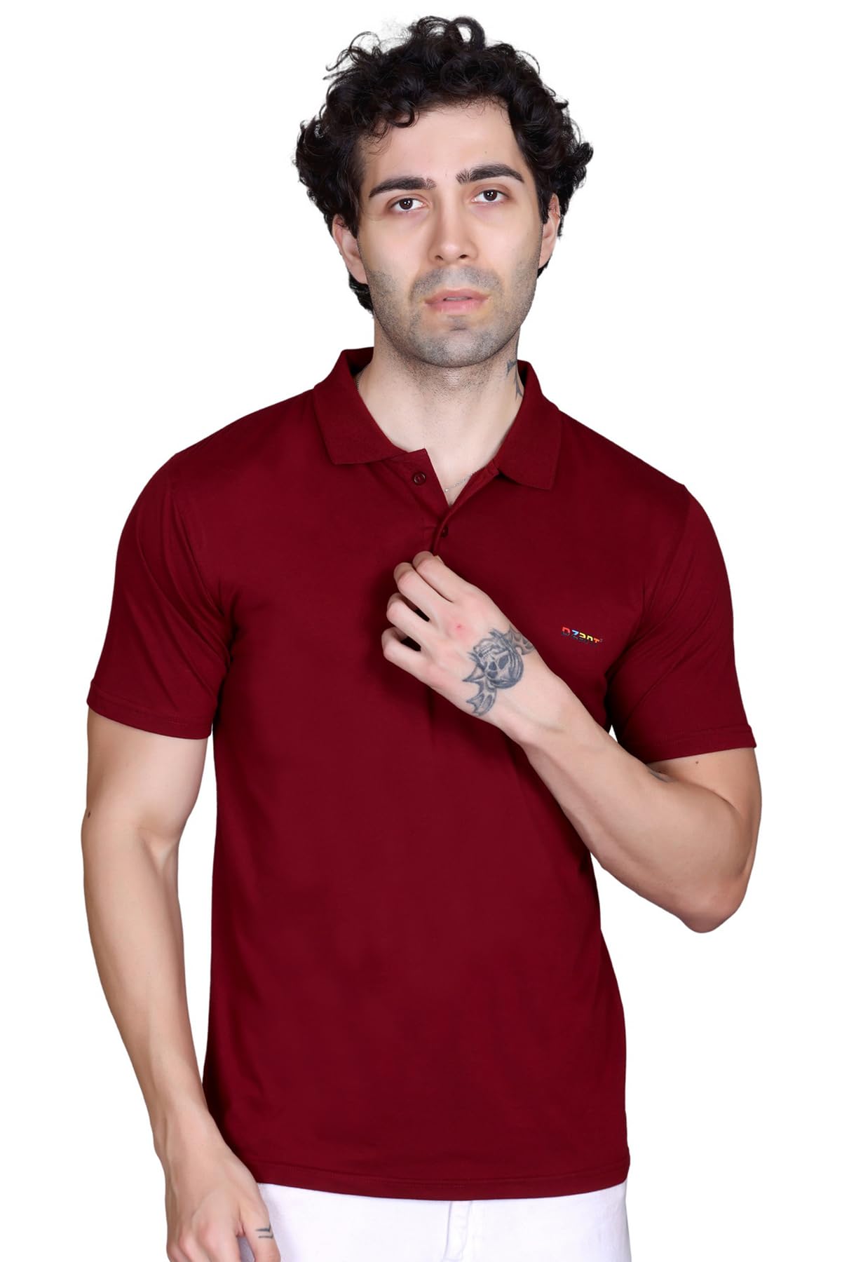 dzant Men's Polo T Shirt | Comfortable Rich Cotton Blend, Band Collar, Regular Fit | Stylish & Premium All Day Wear-picture-10