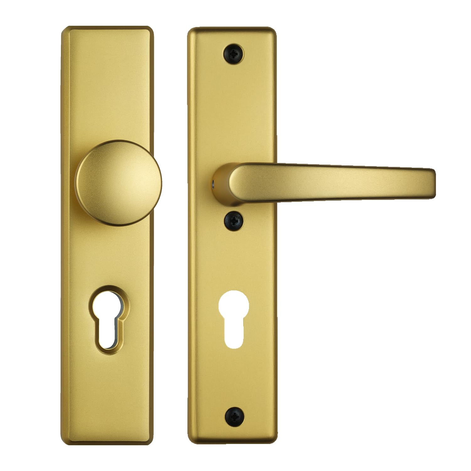 ABUS Türbeschlag KLS114 - für Wohnungstüren mit 72 mm Abstandsmaß - Türgriff innen, Türknauf außen - für nach links und rechts öffnende Türen - VdS anerkannt - F3 (Messing)