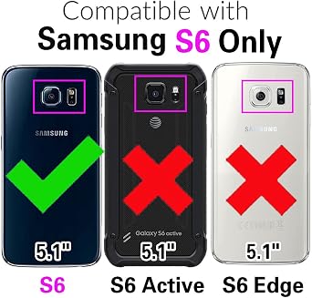 Asuwish Compatible with Samsung Galaxy S6 Wallet Case and Tempered Glass Screen Protector Flip Card Holder Stand Cell Accessories Phone Cover for Glaxay S 6 Gaxaly 6s Galaxies GS6 SM-G920V G920A Blue